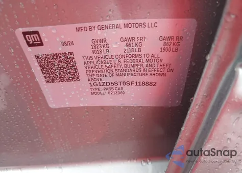 2025 Chevrolet Malibu Fwd 1Lt из США, поврежденный, VIN 1G1ZD5ST0SF118882